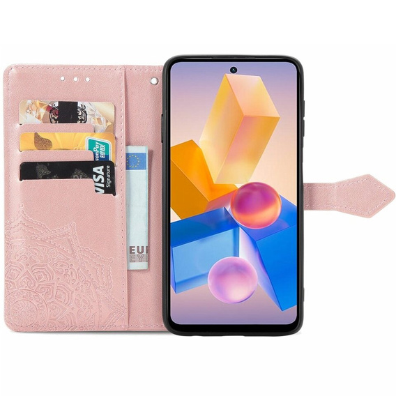Cu clapetă pentru Infinix Hot 40i, Mandala, roz