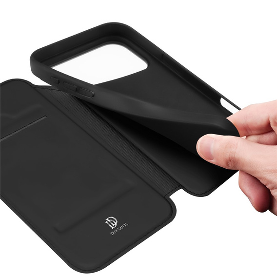 Husă Dux Ducis pentru iPhone 17 Pro, Skin Pro, cu clapetă, cu slot pentru card, negru