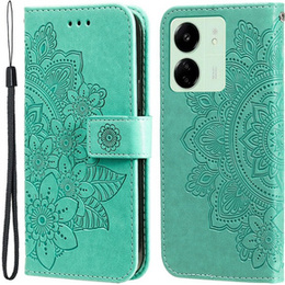 Cu clapetă pentru Xiaomi Redmi 13C / Poco C65, Mandala Flower, verde