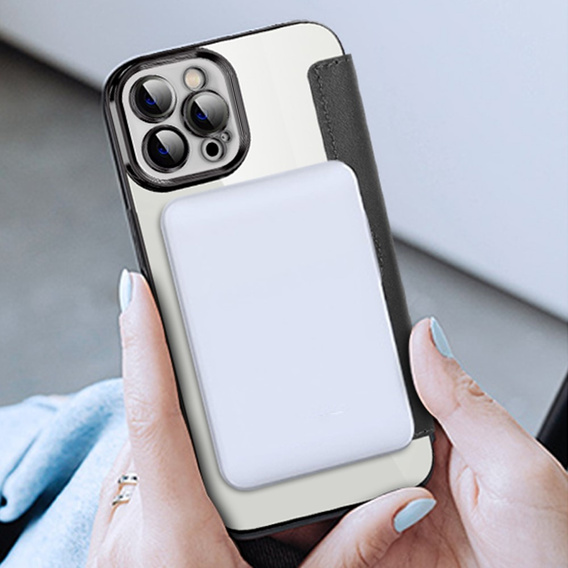 Cu clapetă pentru iPhone 12 Pro, RFID Wallet MagSafe CamShield, negru