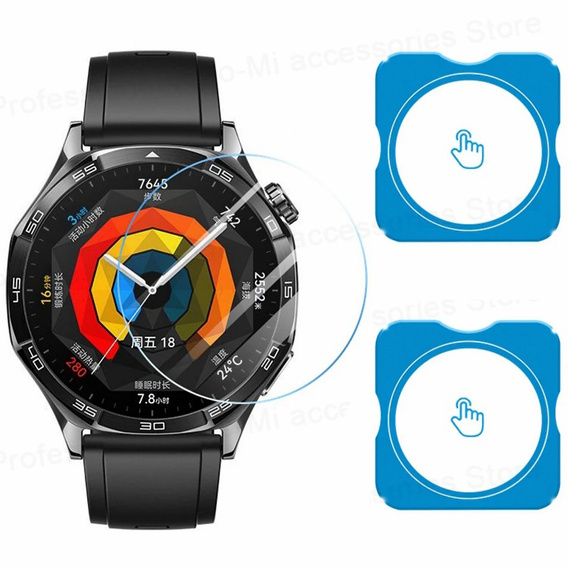2x ERBORD sticlă călită pentru Huawei Watch GT 5 46mm, cu cadru de montare