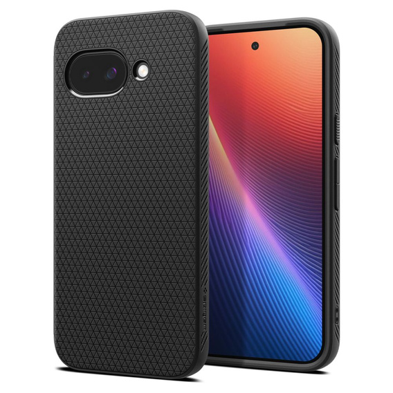 Carcasa Spigen pentru Google Pixel 9A, Liquid Air, negru + 9H Tempered Glass