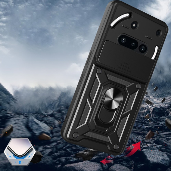 Husă blindată pentru Nothing Phone 3a, CamShield Slide, negru