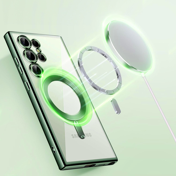 Husă pentru Samsung Galaxy S25 Ultra, Electro MagSafe, verde + Sticlă pentru ecran