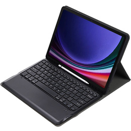 Carcasă + tastatură Samsung Galaxy Tab S9+, Leather Pen Slot, negru