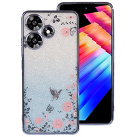 Husă pentru Infinix Hot 30, Glitter Flower,  albastru