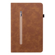 Huse pentru Lenovo Tab P11 Pro Gen 2, Wallet Pen Slot, maro