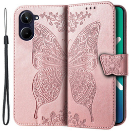Cu clapetă pentru Realme 10 4G, Butterfly, roz rose gold