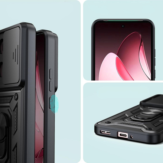 Husă blindată pentru Oppo Reno 13 Pro, CamShield Slide, negru