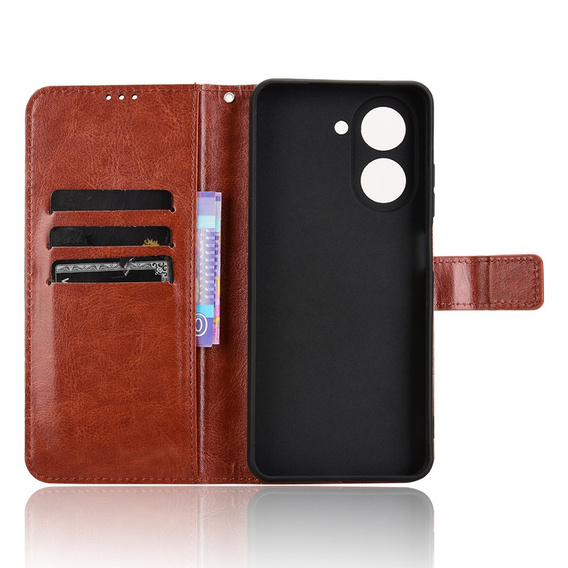 Cu clapetă pentru Xiaomi Redmi A5, Crazy Horse Wallet, maro