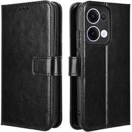 Cu clapetă pentru Oppo Reno 13, Crazy Horse Wallet, negru