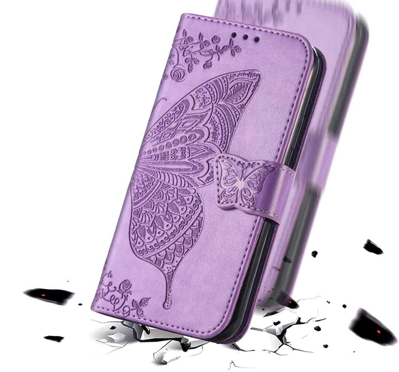 Cu clapetă pentru Realme 12 Pro 5G / 12 Pro+ 5G, Butterfly, violet