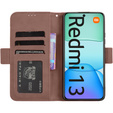 Cu clapetă pentru Xiaomi Redmi 13, Card Slot, maro