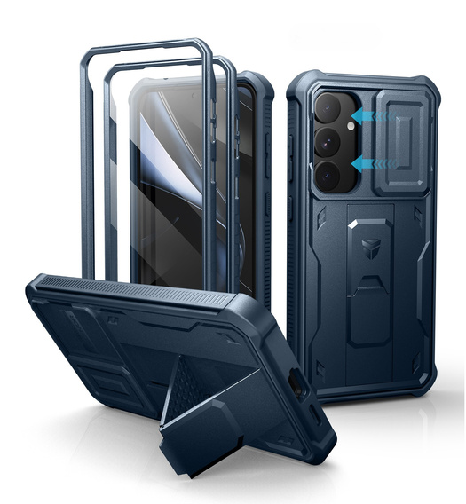 Husă blindată pentru Samsung Galaxy S25+ Plus, Dexnor Full Body (Two Frames), albastru închis