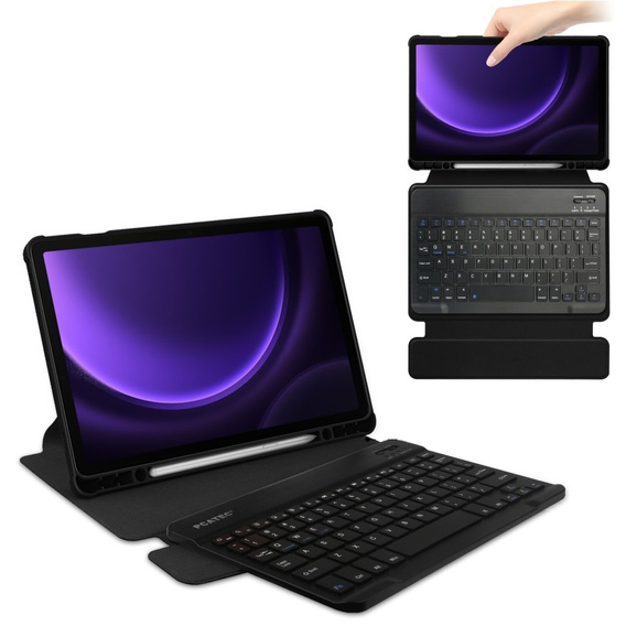 Husă pentru tastatură pentru Samsung Galaxy Tab S10 Lite / S10 FE / S9 FE, Rotary 360° Leather, negru