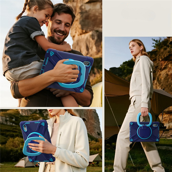 Husă pentru copii pentru Lenovo Tab M11, blindată cu curea, albastru marin / verde