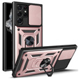 Husă blindată pentru Samsung Galaxy S23 Ultra, CamShield Slide, roz rose gold