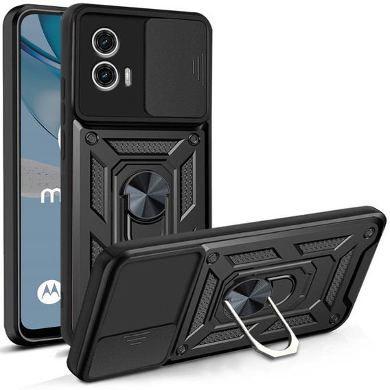Husă blindată pentru Motorola Moto G53 5G, CamShield Slide, negru