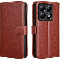 Cu clapetă pentru Xiaomi 14T, Crazy Horse Wallet, maro