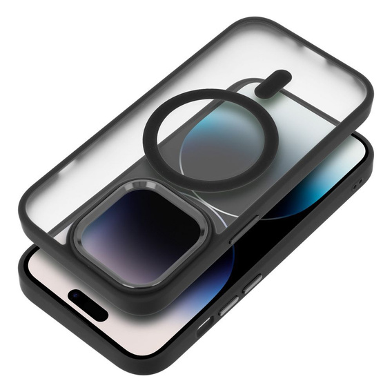 Husă pentru iPhone 16 Pro, pentru MagSafe, ERBORD Matt Case, transparent / negru + sticlă pentru ecran