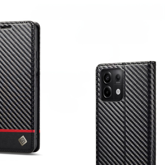 Carcasă cu clapetă pentru Xiaomi Redmi Note 13 Pro 5G, Carbon LC.IMEEKE, negru