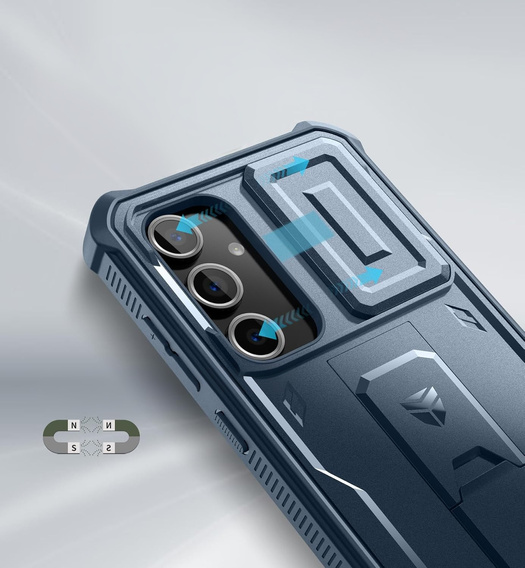 Husă blindată pentru Samsung Galaxy S24 FE, Dexnor Full Body (Two Frames), albastru închis