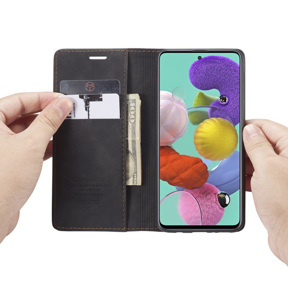 Husa CASEME pentru Samsung Galaxy A51, Leather Wallet Case, negru