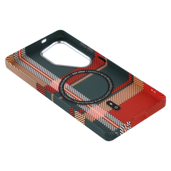 Carcasa pentru Samsung Galaxy S25 Ultra, Carbon Fiber MagSafe, roșu / verde