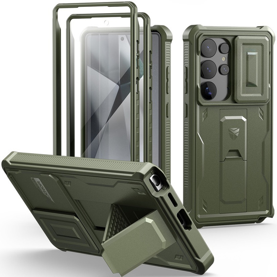 Husă blindată pentru Samsung Galaxy S25 Ultra, Dexnor Full Body (Two Frames), verde