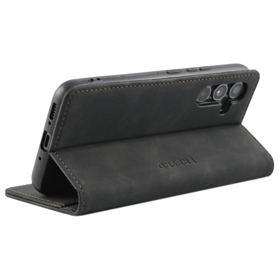 Husă pentru Samsung Galaxy A54, ERBORD Vintage, portofel cu clapetă, negru