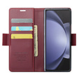 Husa cu clapetă CASEME pentru Samsung Galaxy Z Fold6 5G, Litchi Wallet, roșu