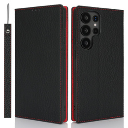 Cu clapetă pentru Samsung Galaxy S25 Ultra, Litchi Skin Grain, negru