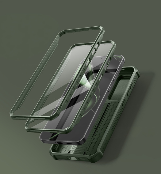 Husă blindată pentru Samsung Galaxy S25+ Plus, Dexnor Full Body (Two Frames), verde