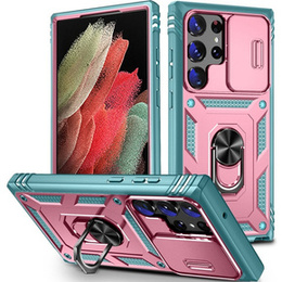 Husă blindată pentru Samsung Galaxy S23 Ultra, CamShield Slide, roz / verde