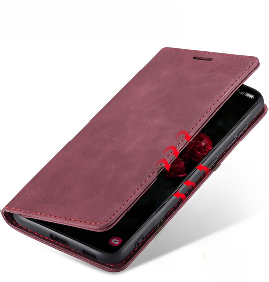 Husă pentru Samsung Galaxy A55, ERBORD Vintage, roșu + Sticlă pentru ecran