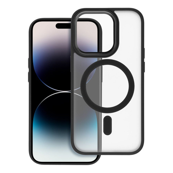 Husă pentru iPhone 16 Pro, pentru MagSafe, ERBORD Matt Case, transparent / negru + sticlă pentru ecran