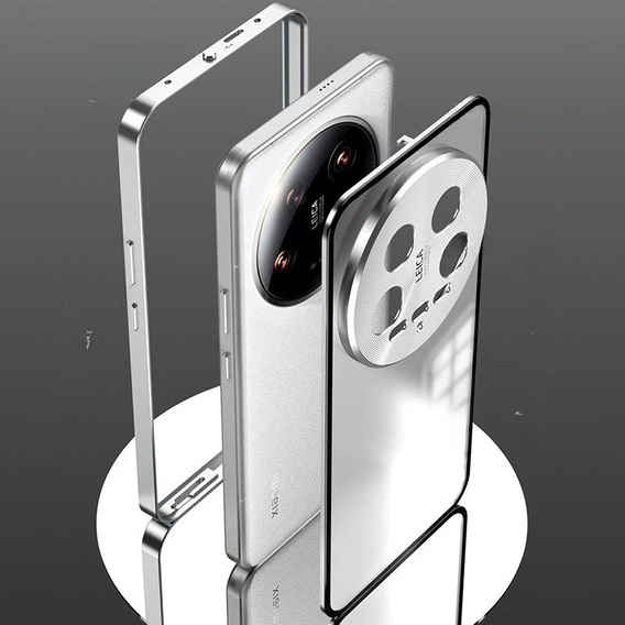 Husa pentru Xiaomi 14 Ultra, Magnetic Dual Glass, de argint