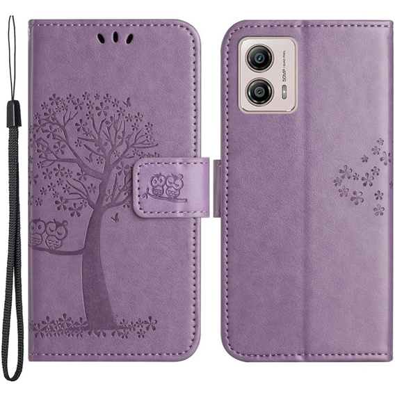 Cu clapetă pentru Motorola Moto G53 / G23 / G13, Tree, violet