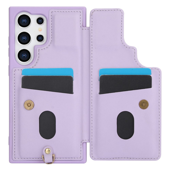 Husa pentru Samsung Galaxy S24 Ultra, Leather Flower Card Slot, violet