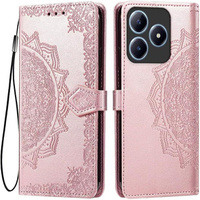 Cu clapetă pentru Realme C61, Mandala, roz rose gold