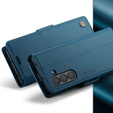 Husa cu clapetă CASEME pentru Samsung Galaxy Z Fold6 5G, Litchi Wallet, albastru