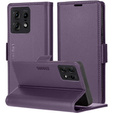 Husă pentru Motorola Edge 50 Pro, ERBORD Glossy Litchi, portofel cu clapetă, violet