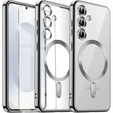 Husă pentru Samsung Galaxy S25, Electro MagSafe, de argint + Sticlă pentru ecran