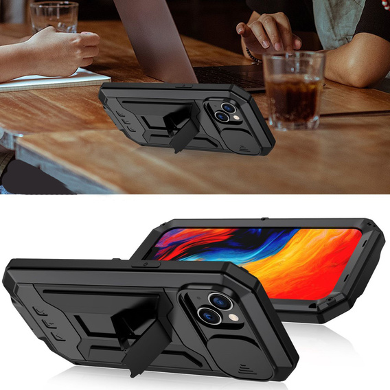 Husă blindată pentru iPhone 14, R-JUST CamShield Slide, negru