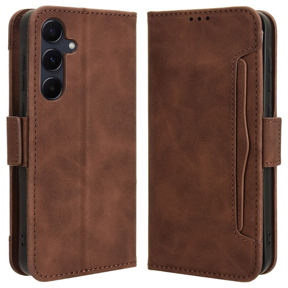 Cu clapetă pentru Samsung Galaxy A35 5G, Card Slot, maro