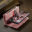 Husă CASEME pentru Samsung Galaxy S25 Ultra, Retro Leather Wallet, cu curea de umăr, roșu