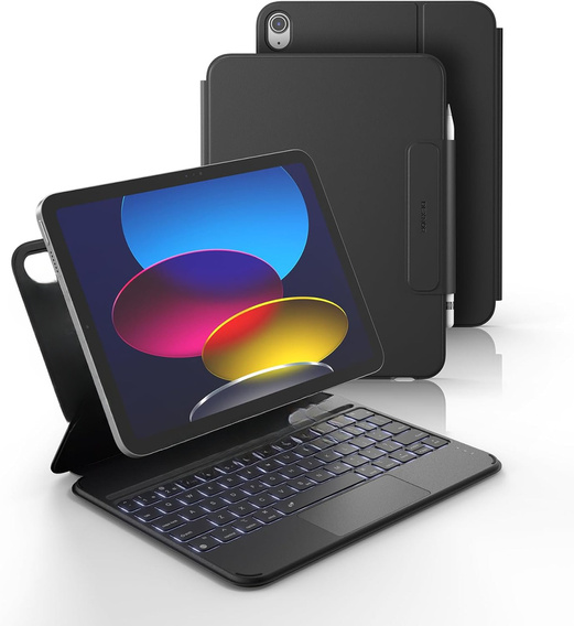 Husă tastatură pentru iPad 11" 2025 A16 (11 gen.) / iPad 10.9" 2022 (10 gen.), Dexnor Magnetic Keyboard Touchpad, negru