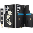 Husa pentru Samsung Galaxy S25 Ultra, Leather Flower Card Slot, negru