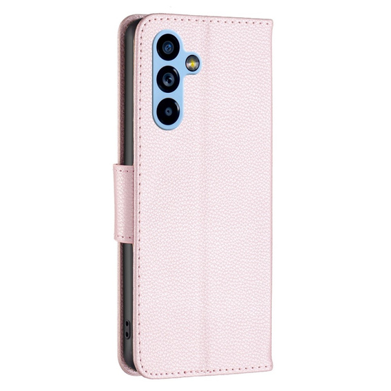 Cu clapetă pentru Samsung Galaxy A54 5G, Wallet Litchi Magnet, roz rose gold