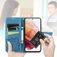 Cu clapetă pentru Oppo Reno 11F 5G, Butterfly, albastru